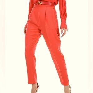 ELISABETTA FRANCHI,High-Waisted trousers in Tangerine, EUC Cropped,Size 40/4